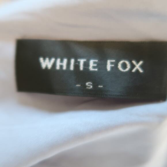 White Fox silver blue cowl neck long sleeve satin mini dress S - Picture 6 of 7